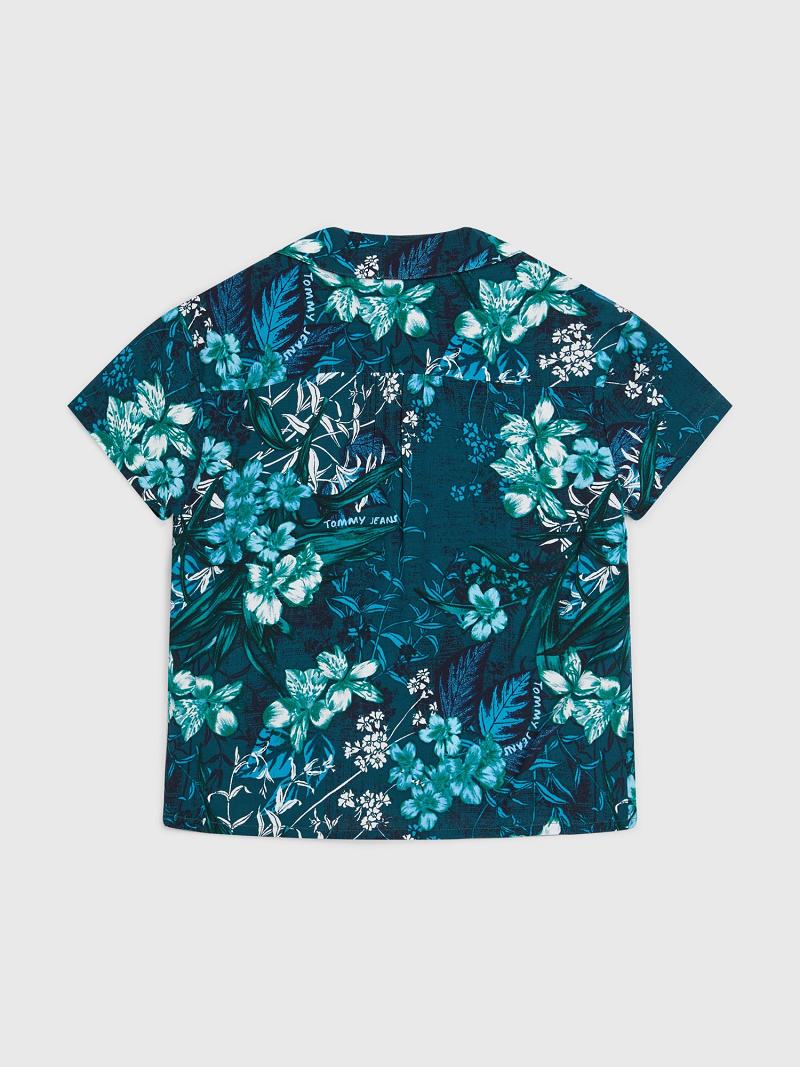 Lány Tommy Hilfiger Tropical Print Póló Zöld | HU 1955FDN